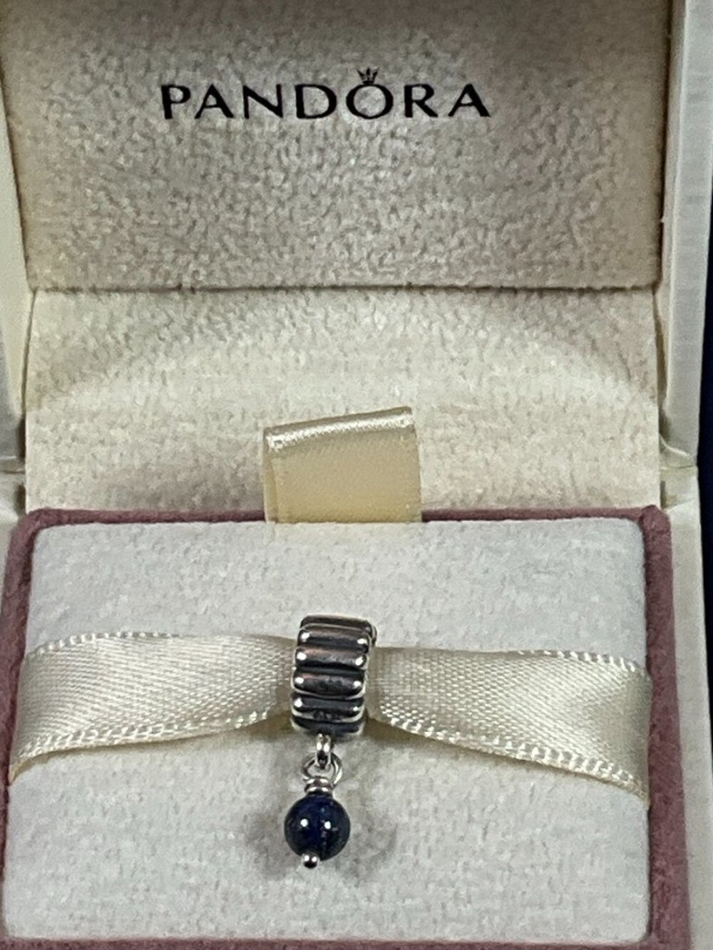 PANDORA Retired Sterling Silver Saphire September Birthstone Dangle - 790166SA